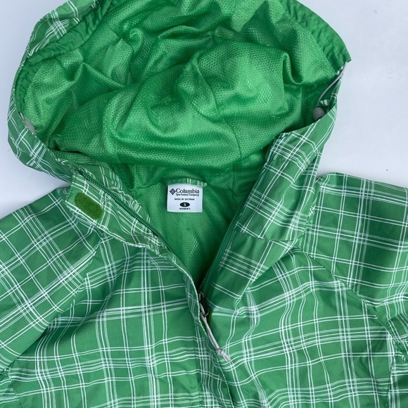 COLUMBIA Zip Up Hoodie windbreaker jacket Streetwear plaid pattern green - Picture 3 of 9